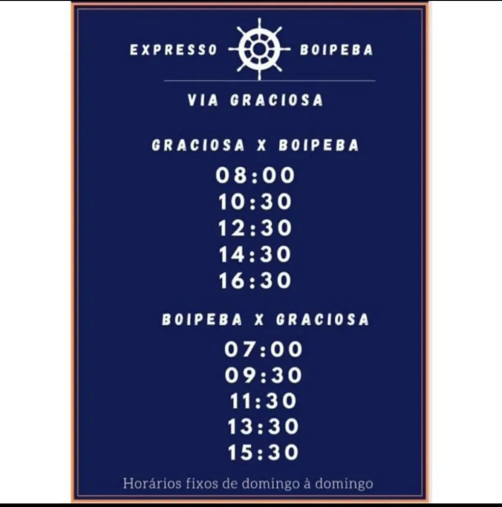 Horário da lancha Valença - Boipeba, Boipeba - Valença e Graciosa X Boipeba, Boipeba X Graciosa