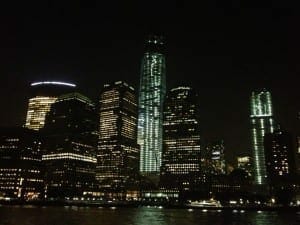 Vista noturna de Downtown, NYC.