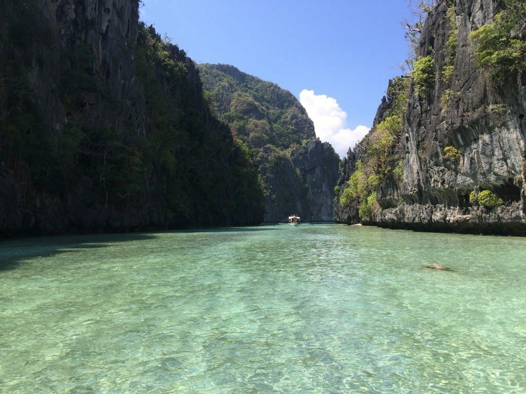 Emerald crystal-clear water at Big Lagoon, the Philippines.