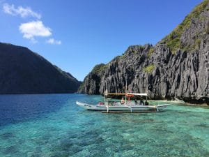 Banka parked at Matinloc Island, El Nido: one of the most beautiful places in the world