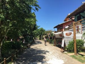 The main street of the village, Praia do Forte, Bahia.