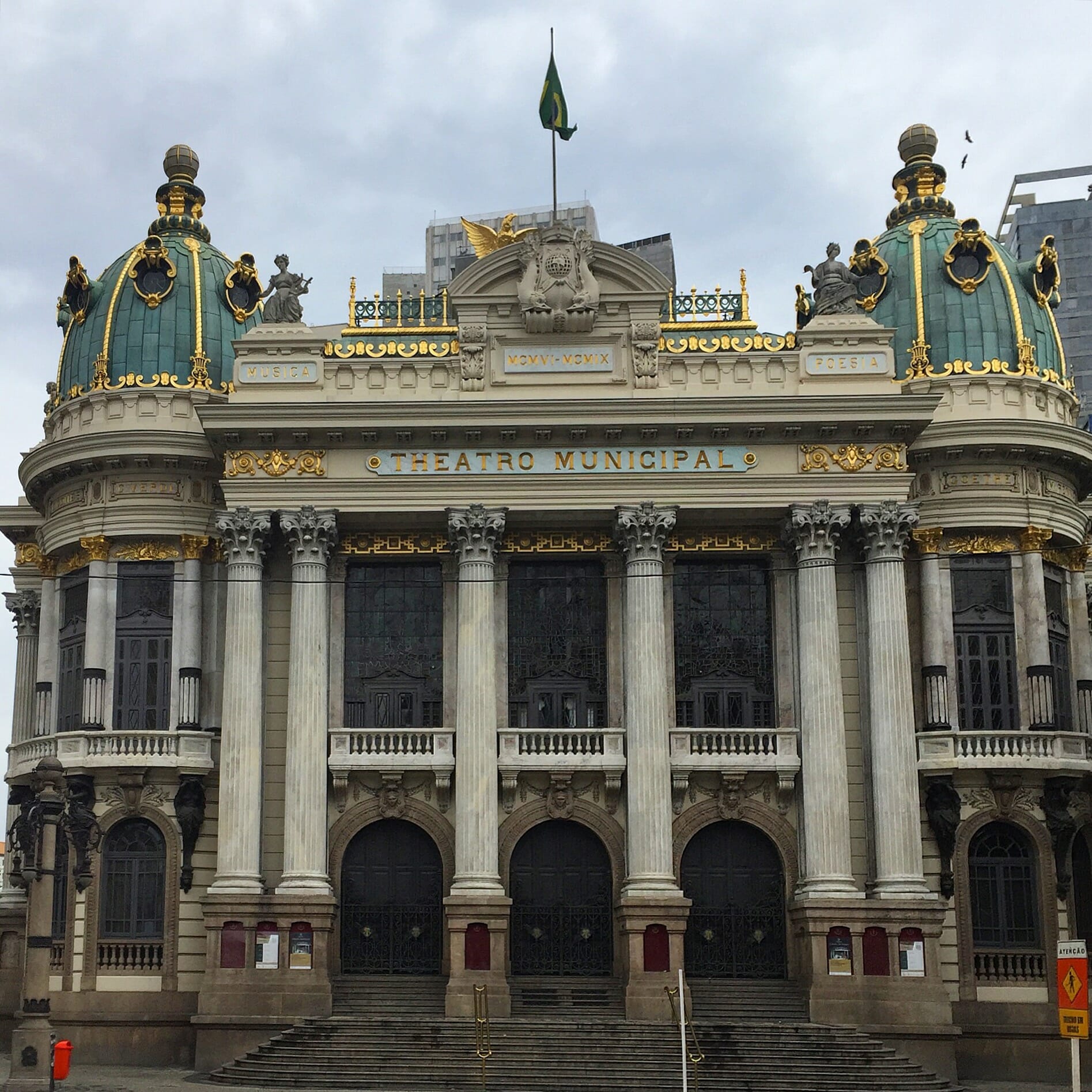 The façade of the Teatro Municipal, Rio de Janeiro.