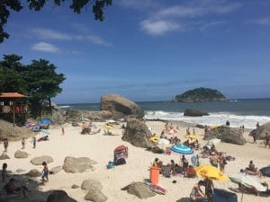 The clothing optional area in Abricó is located after this big rock.