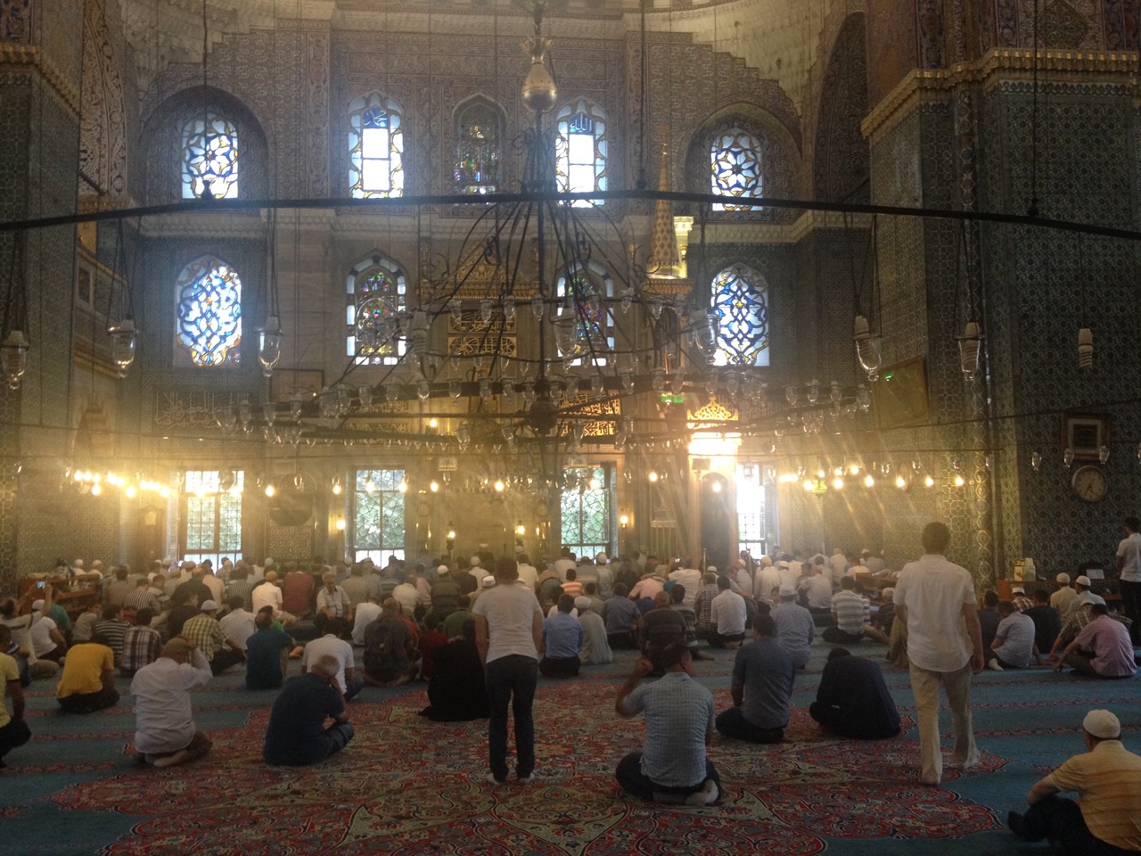 People praying inside the New Mosque, Istanbul.