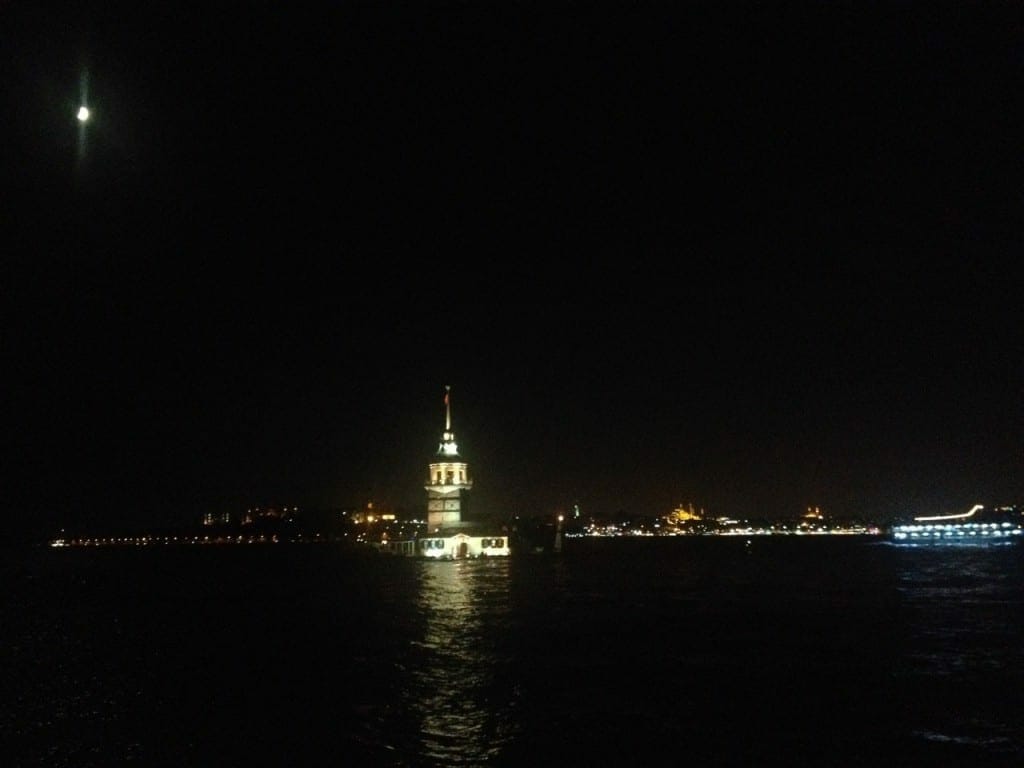 Maiden's Tower at night, Istanbul