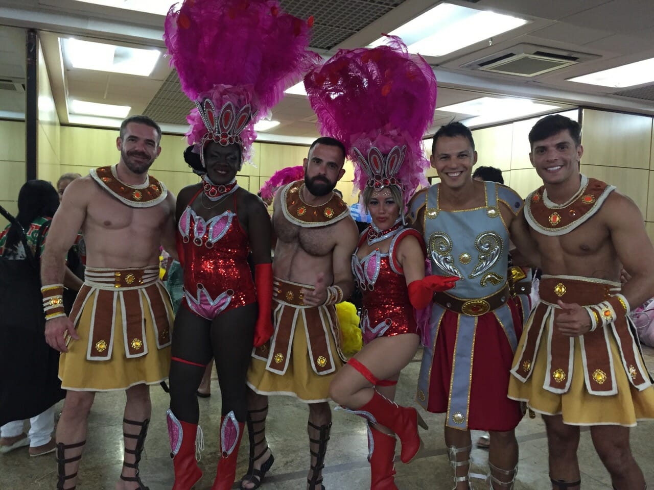 People dressed in costumes to enjoy the Brazilian Carnival