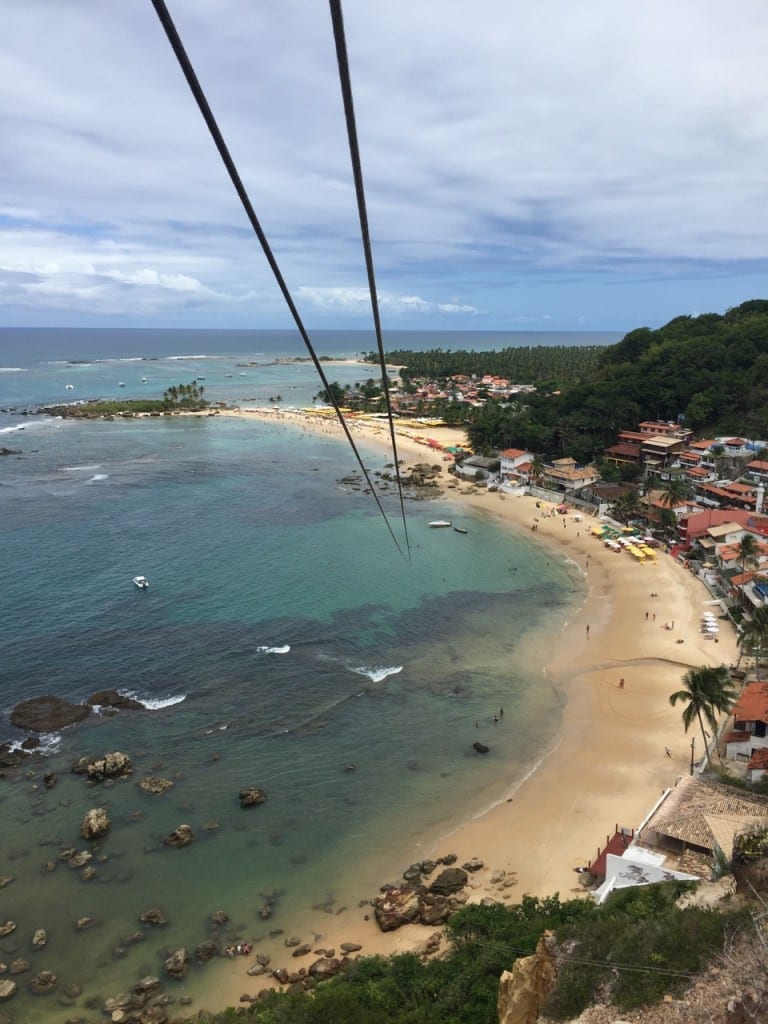 Morro de São Paulo's zipline, Bahia, Brazil, and some of its beaches and opulent vegetation 