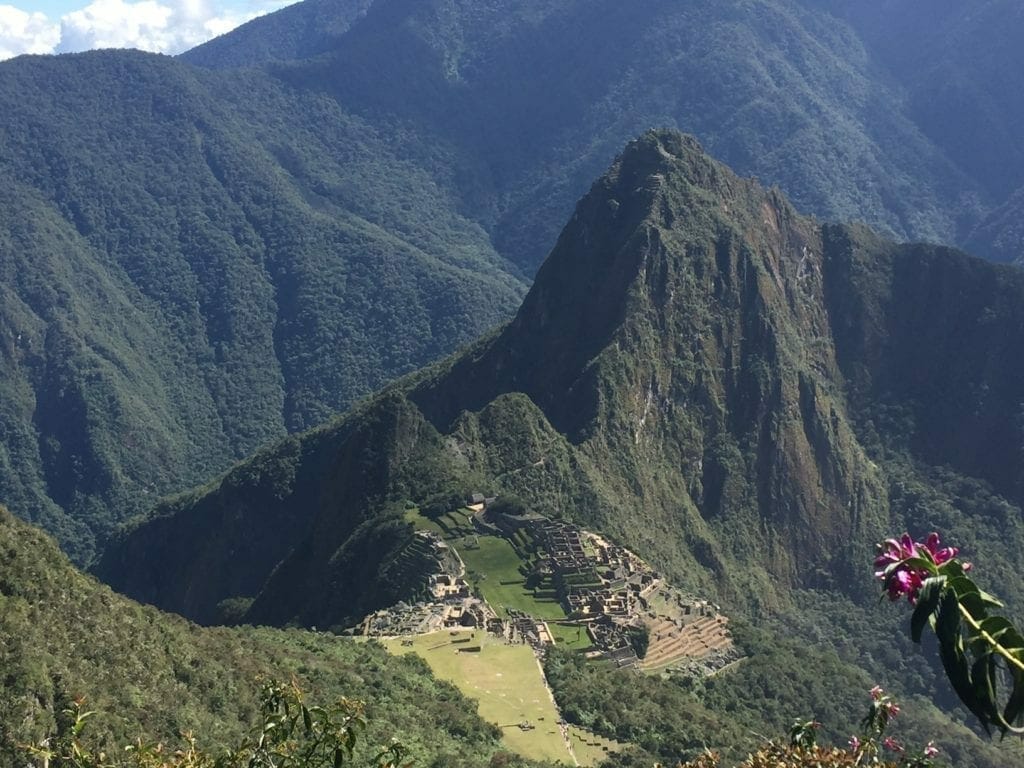 View of Machu Picchu citadel and the mountains surrounding it, Peru