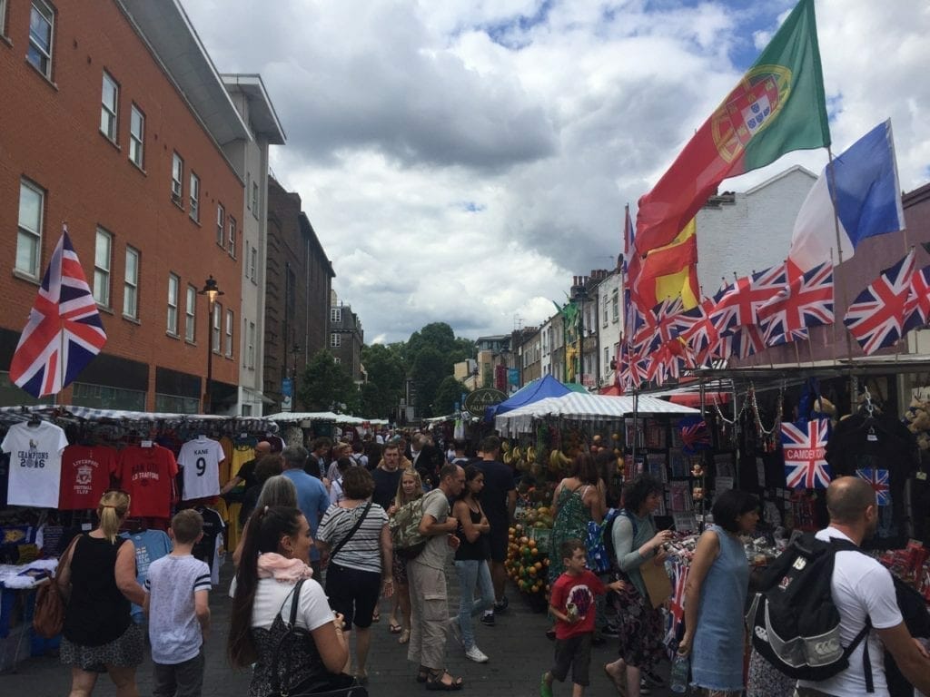 A street in Camden full of vendors