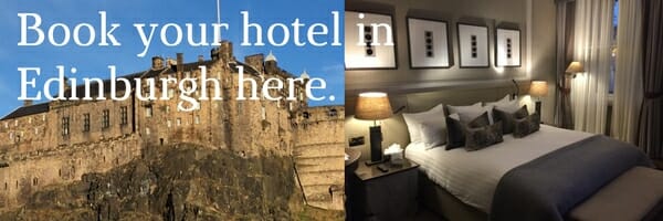 Edinburgh Castle and a room of The Principal Edinburgh George Hotel