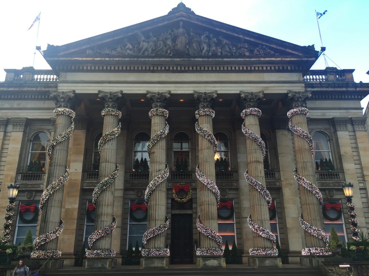 the stunning greco-roman façade of the Dome Restaurant