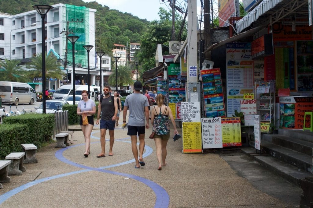 People walking on Ao Nang main avenue