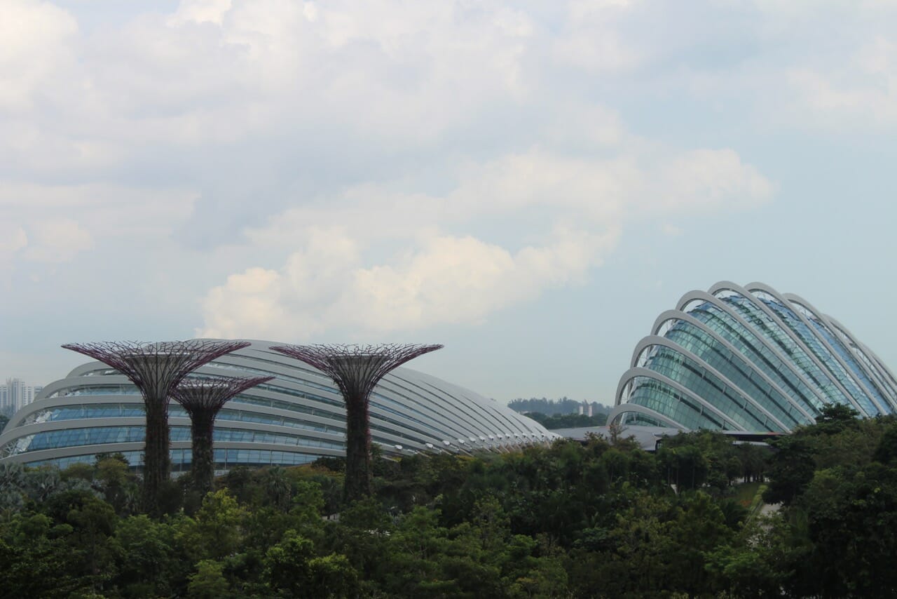 two huge climate-controlled conservatories, artificial and natural trees of the Gardens by the Bay, Singapore
