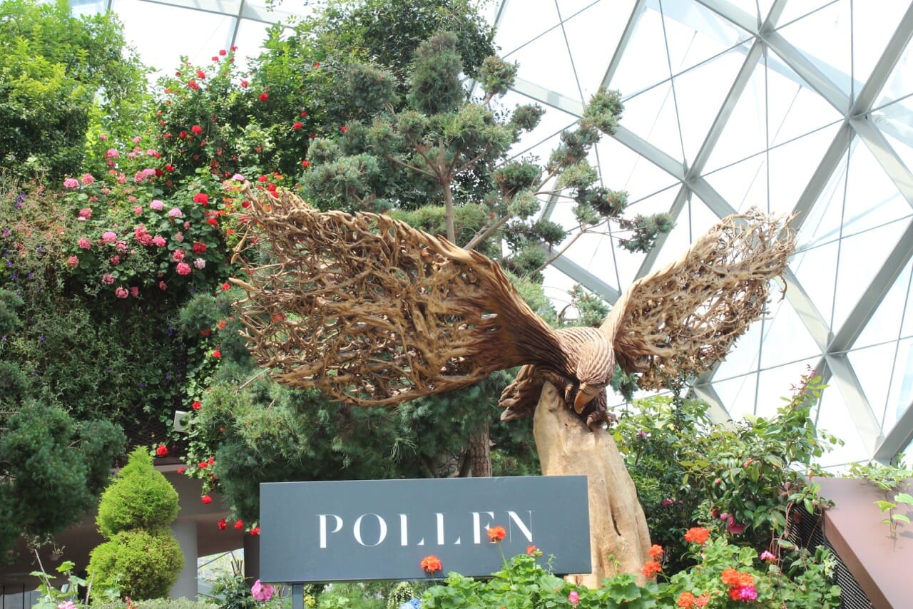 The eagle has landed art sculpture at the Flower Dome