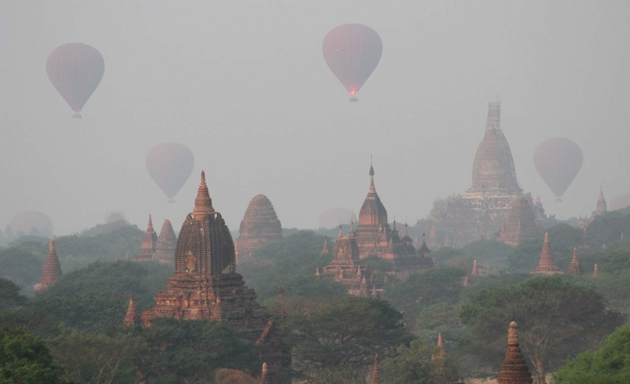 hot air balloon in Bagan