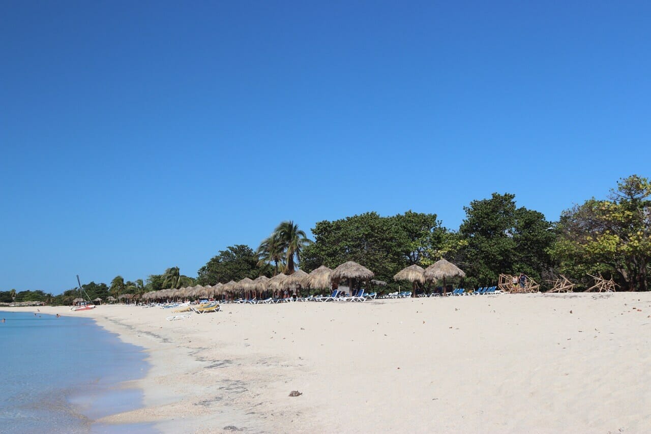 Chairs and umbrellas for hire at Ancón Beach, Trinidad, Cuba