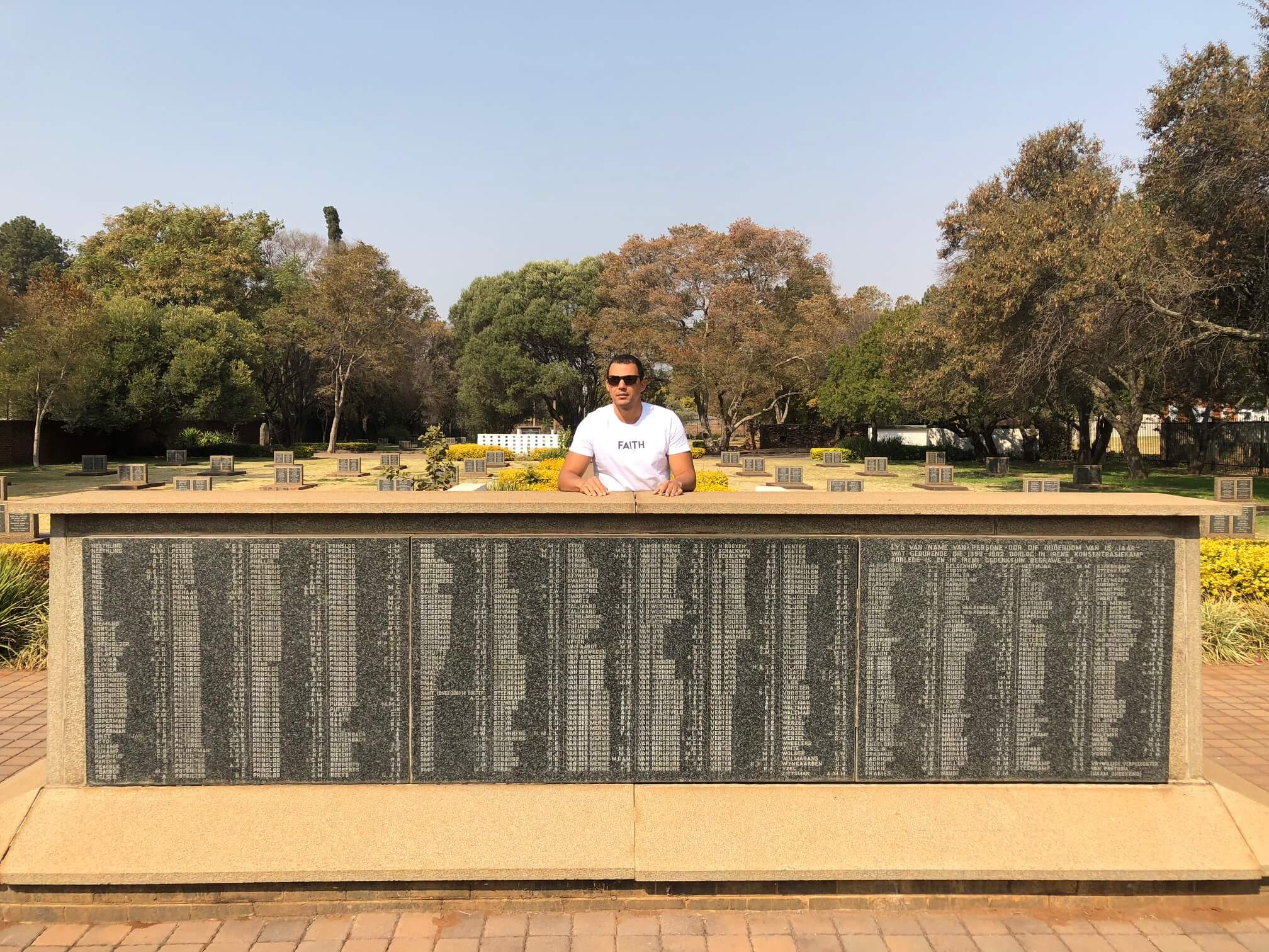 Pericles Rosa in a former concentration camp in Irene, South Africa