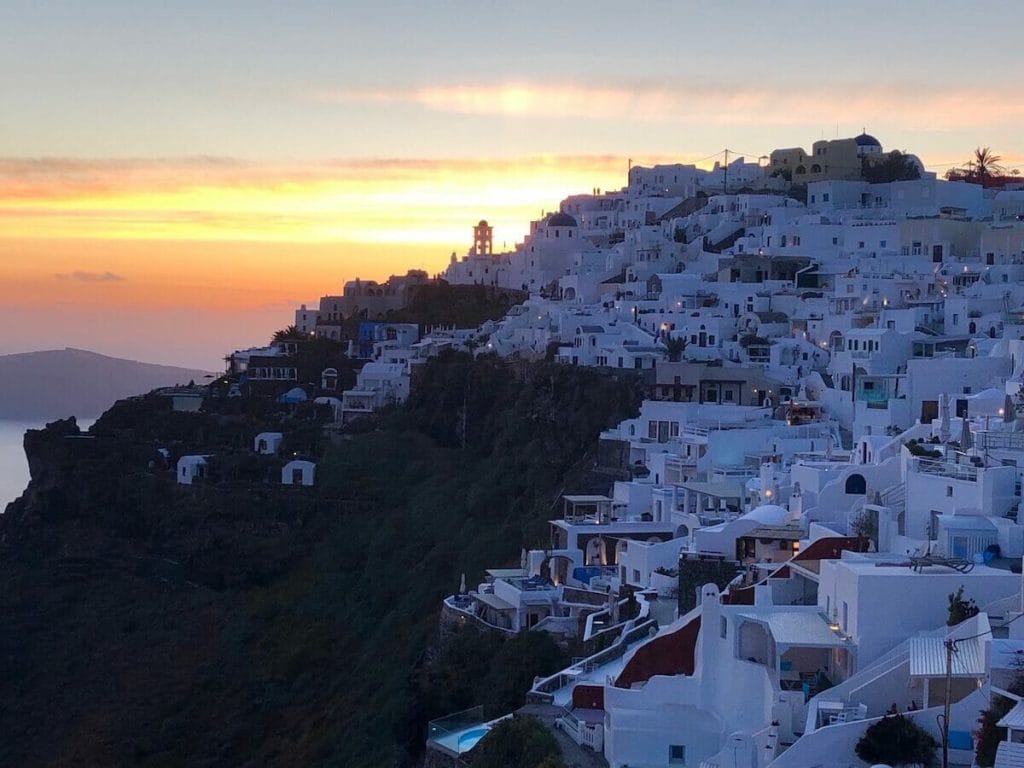 Atardecer en el pueblo de Imerovigli, Santorini