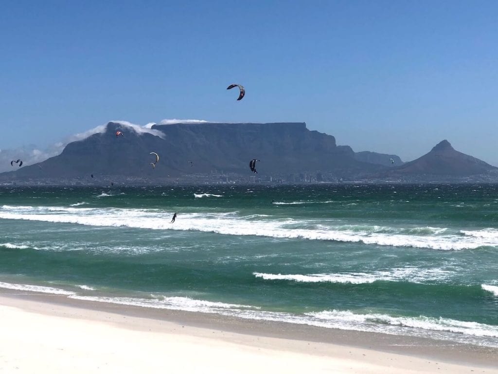 Bloubergstrand Beach with the Table Mountain and Lion's Head in the background, Cape Town, South Africa