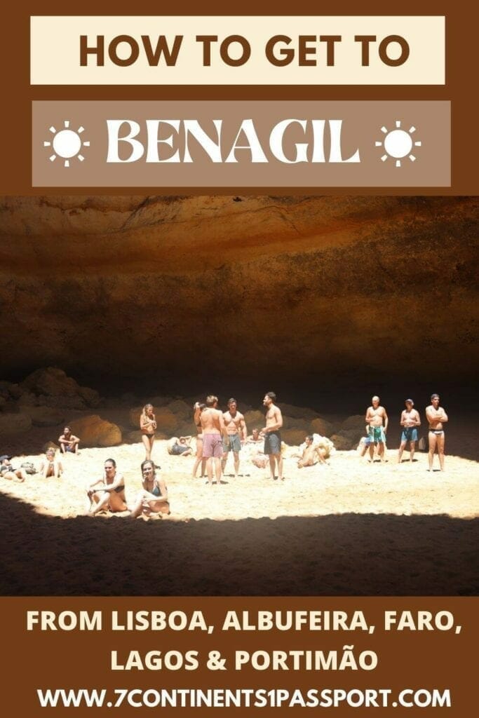 A group of people sunbathing inside Benagil Cave, Portugal, which has a round hole in the ceiling that allows the sun rays to get inside