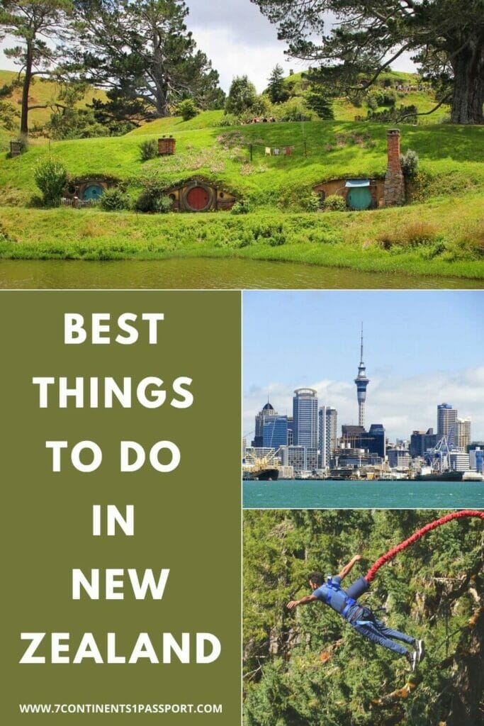 Auckland's skyline, New Zealand and Hobbiton, The Lord of the Rings movie set