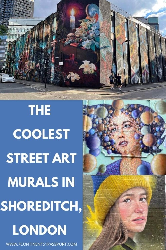 Colt Technology’s London Head Quarter building on New Inn Yard and King John Court is covered with a huge street art mural.
The Whitby Lady street art mural by Jimmy C.
A photo-realistic portrait mural painted by Woskerski on Redchurch, London