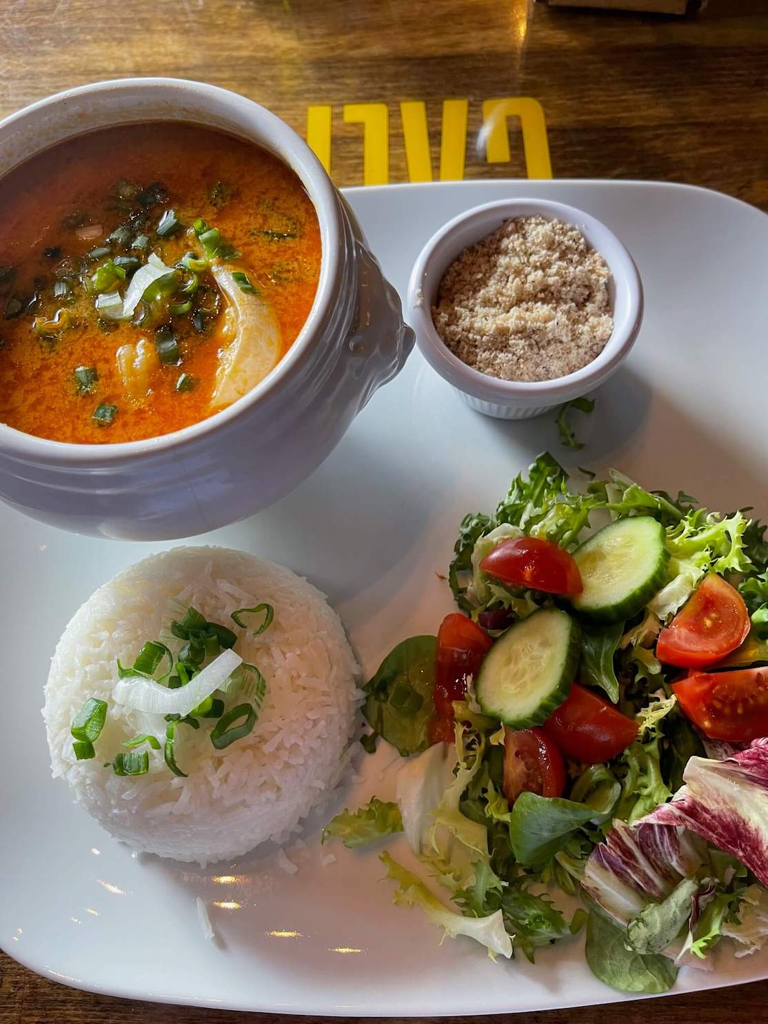 Moqueca (slow-cooked fish stew in palm oil and coconut milk) served at Galpao Restaurant, London