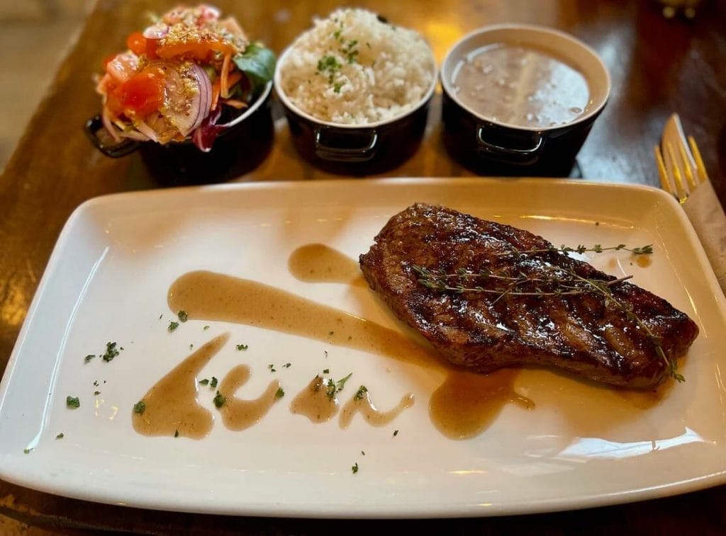 Picanha (rump steak) served at Tia Maria Restaurant, London