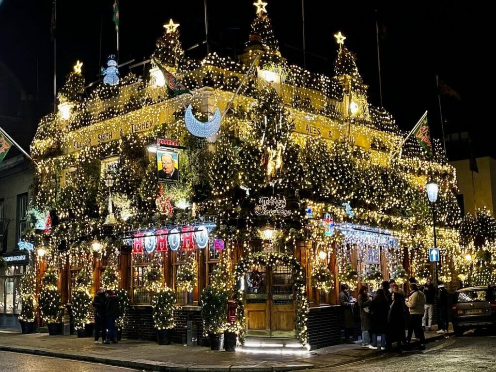 Churchill Arms Christmas Lights, London