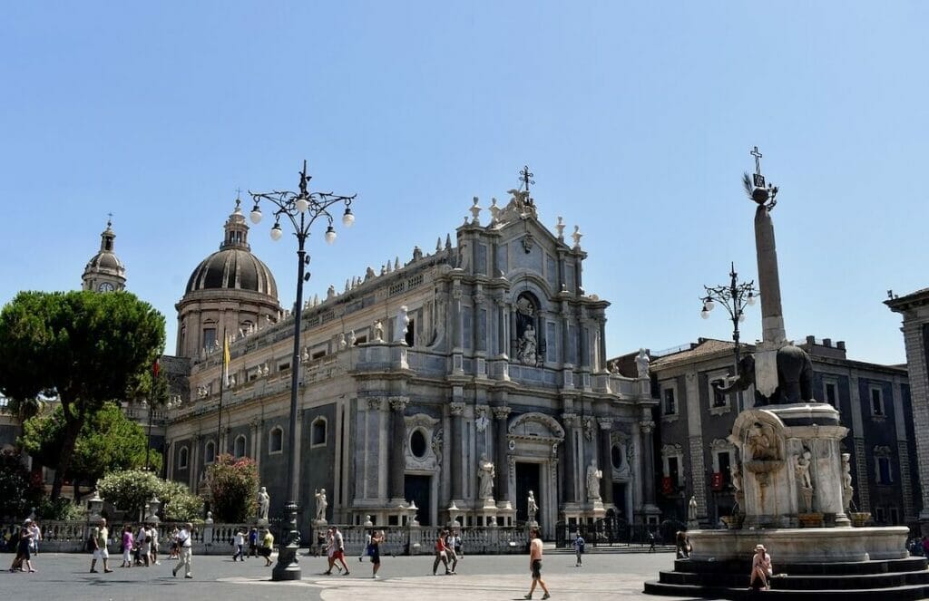 Piazza Del Duomo and The Elephant Fountain in Catania, Italy