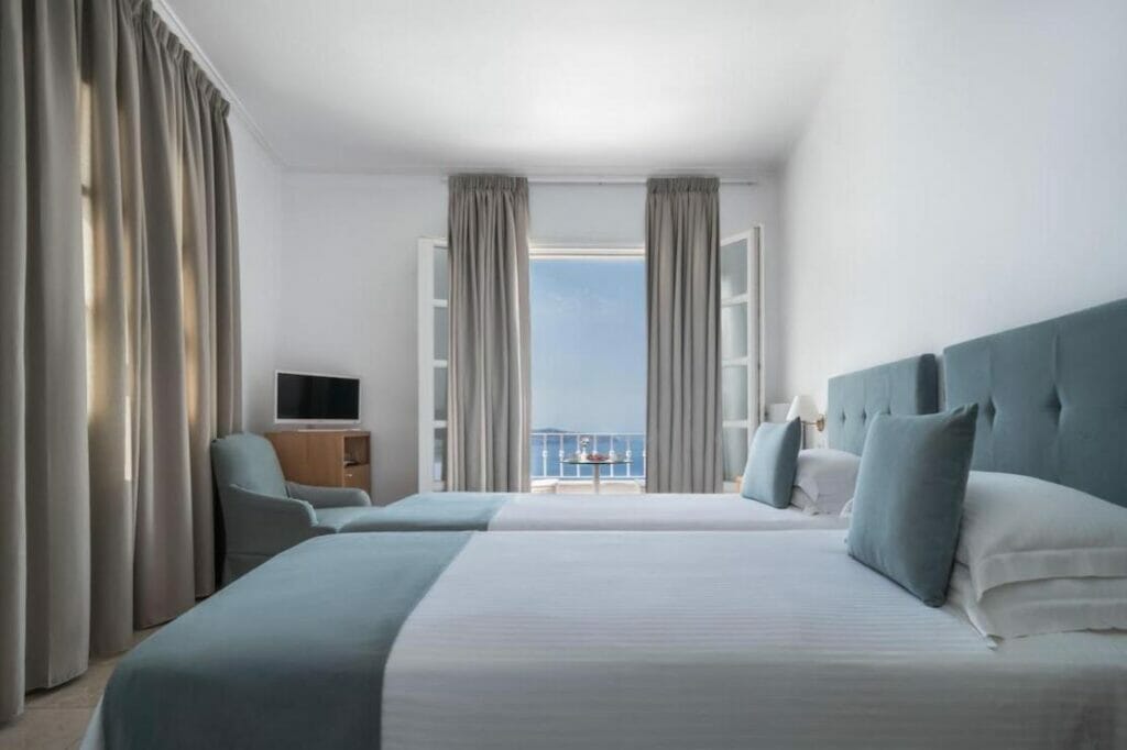 Superior Twin room with balcony, Caldera & Volcano view at Atlantis Hotel, Fira, Santorini