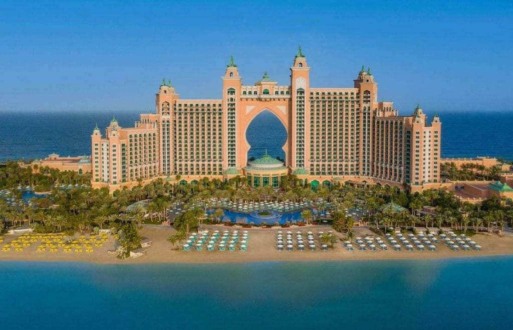 Aerial view over Atlantis, The Palm, Dubai