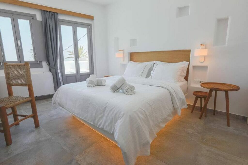 A double bed suite at Eternity Suites, Fira, Santorini