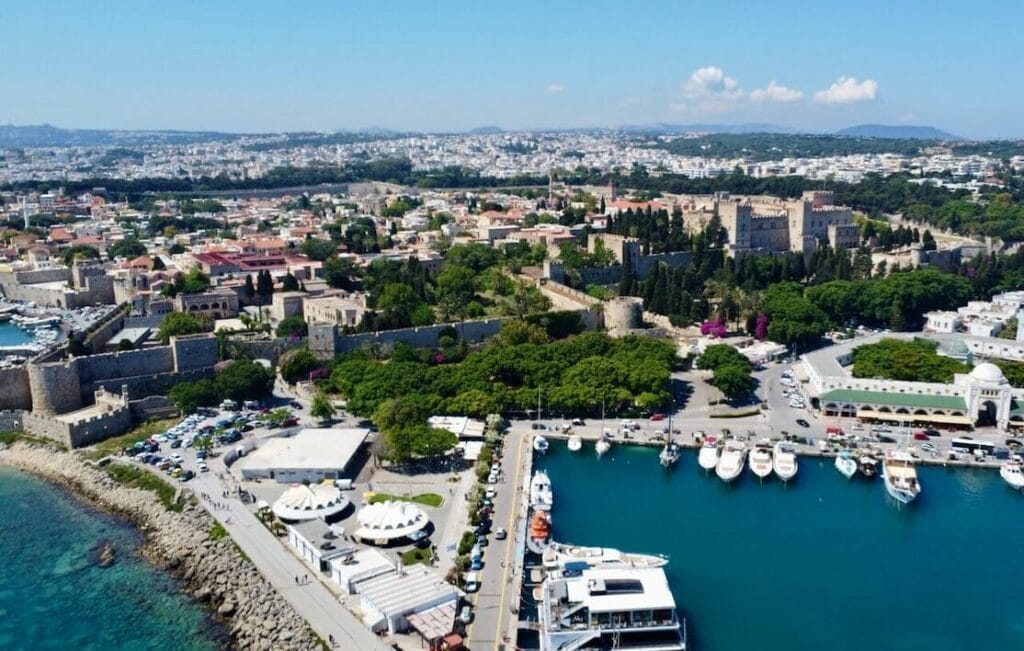 Aerial view of the city of Rhodes, Greece