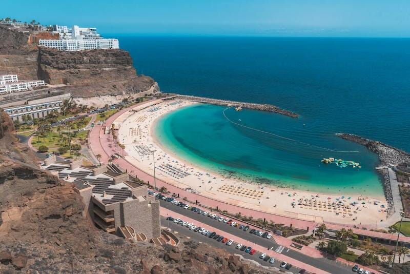 Aerial view of Playa de Amadores, Mogán, Gran Canaria, Spain