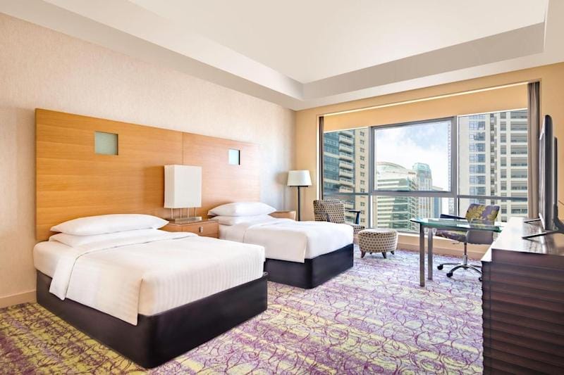 Deluxe twin room with city view at Qabila Westbay Hotel by Marriot, Doha, Qatar