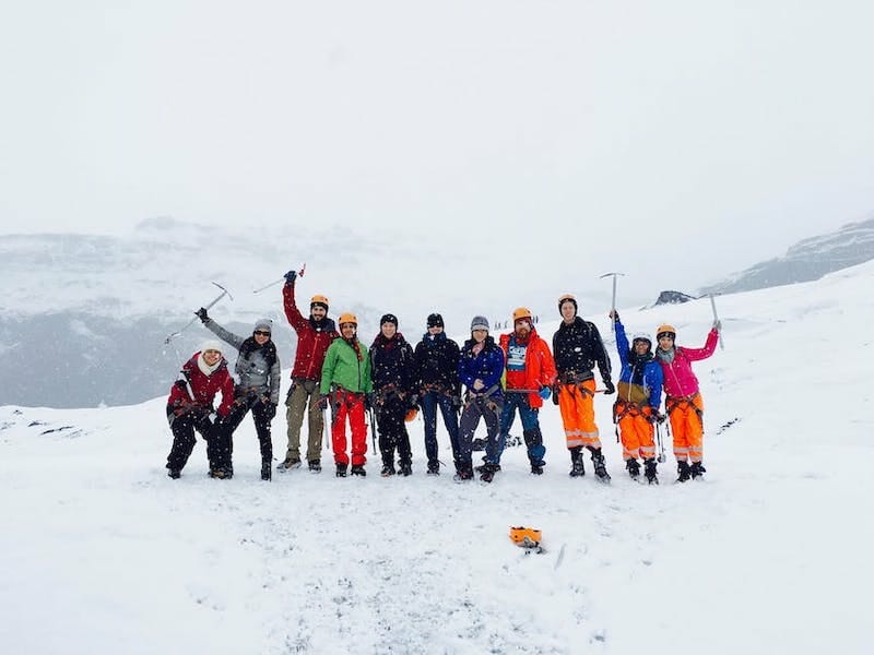 A group of climbers trekking on the slopes of Mount Kilimanjaro in Tanzania