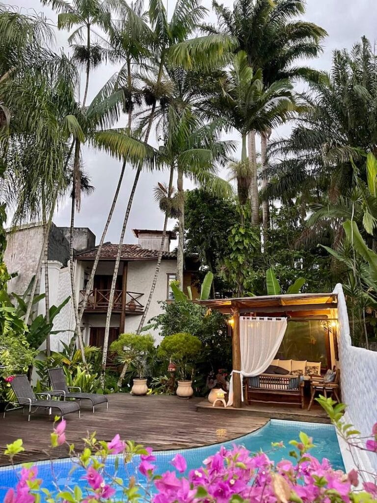 The pool area of Pousada Burundunga, Itacare, Brazil