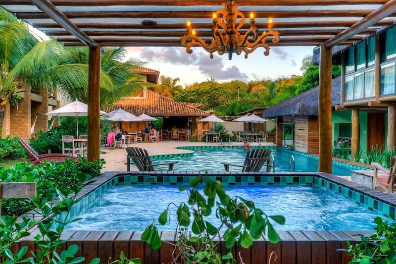 A área da piscina do Terra Boa Hotel Boutique, Itacaré, Bahia, Brasil