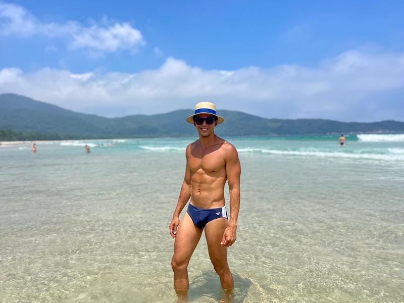 Pericles Rosa posing for a picture at Lopes Mendes Beach, Ilha Grande, RJ, Brazil