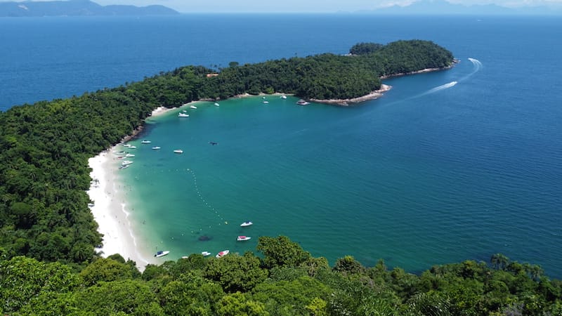 Aerial view of Praia do Dentista, Ilha Grande, RJ, Brazil