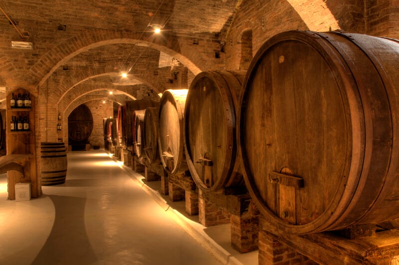 Wine cellar of Abbey Monte Oliveto Maggiore, Tuscany, Italy