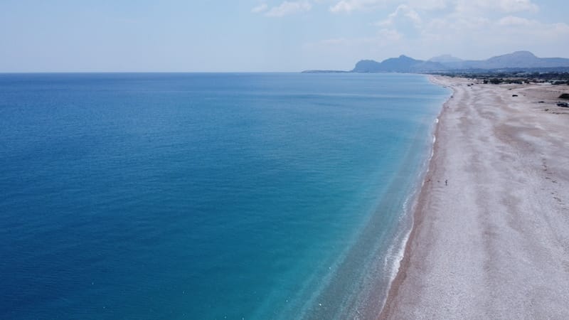 Aerial view of Afandou Beach, Rhodes, Greece