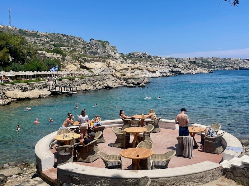 Kalithea Springs Bay Beach Bar, Rhodes, Greece