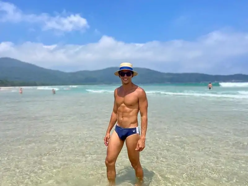 Pericles Rosa posing for a picture at Lopes Mendes Beach, Ilha Grande, RJ, Brazil
